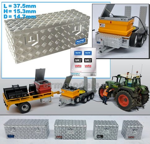 Opbergkist TRAANPLAAT 37.5mm x 15.3mm x 14.7mm DEURAFDRUK BOVENKANT Materiaal Resin ALUMINIUM gespoten geleverd 1:32    