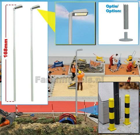 2x LANTAARNPALEN 168mm ENKEL ARMATUUR VERSIE A1 GRIJS RAL 7035 + LED VERLICHTING en INSPECTIELUIK Decals  1:32    