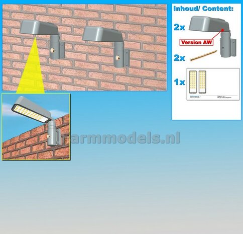 2x ENKEL VERLICHTINGS ARMATUUR VERSIE AW t.b.v. WANDMONTAGE Materiaal RESIN BLANK geleverd + 2x Pr&eacute;-Cut Decals 1:32    