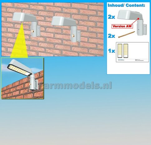 2x ENKEL VERLICHTINGS ARMATUUR VERSIE AW t.b.v. WANDMONTAGE Mat: Resin, GRIJS RAL 7035 geleverd + 2x Pr&eacute;-Cut Decals 1:32    