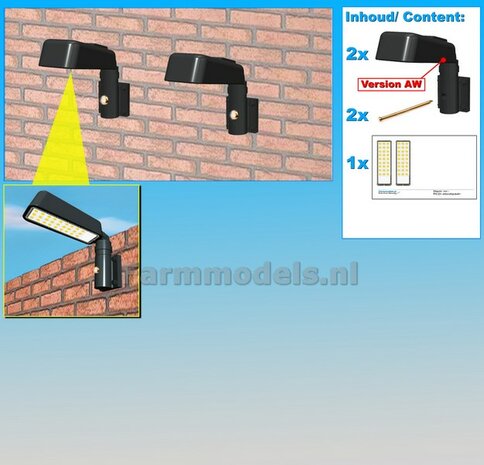 2x ENKEL VERLICHTINGS ARMATUUR VERSIE AW t.b.v. WANDMONTAGE Mat: Resin, ANTRACIET RAL 7021 geleverd + 2x Pr&eacute;-Cut Decals 1:32    