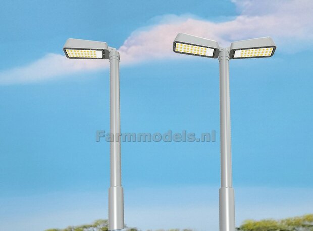 2x LANTAARNPALEN 288mm ENKEL ARMATUUR VERSIE A1 ANTRACIET RAL 7021 + LED VERLICHTING en INSPECTIELUIK Decals  1:32    