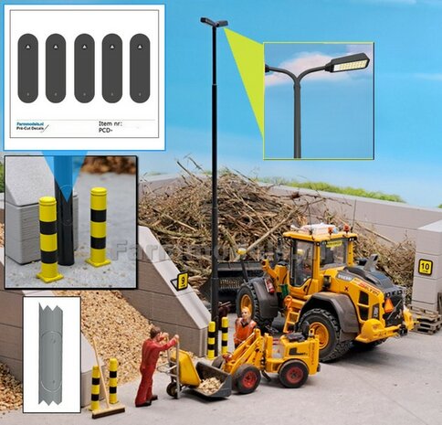 5x INSPECTIE LUIK ANTRACIET RAL 7021 t.b.v. Lantaarnpalen Pr&eacute;-Cut Decals, past op buis/paal vanaf &Oslash; 3 mm 1:32    