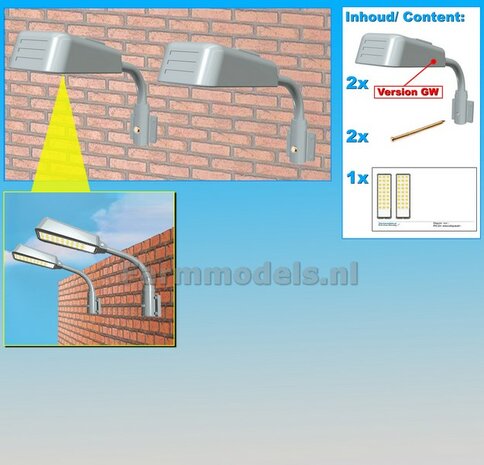 2x ENKEL VERLICHTINGS ARMATUUR VERSIE GW t.b.v. WANDMONTAGE Materiaal RESIN BLANK geleverd + 2x Pr&eacute;-Cut Decals 1:32    