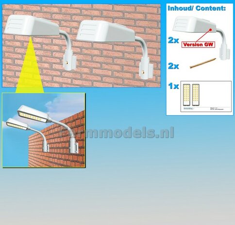 2x ENKEL VERLICHTINGS ARMATUUR VERSIE GW t.b.v. WANDMONTAGE Mat: Resin, GRIJS RAL 7035 geleverd + 2x Pr&eacute;-Cut Decals 1:32    
