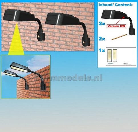 2x ENKEL VERLICHTINGS ARMATUUR VERSIE GW t.b.v. WANDMONTAGE Mat: Resin, ANTRACIET RAL 7021 geleverd + 2x Pr&eacute;-Cut Decals 1:32    