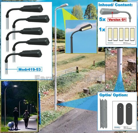 5x ENKEL VERLICHTINGS ARMATUUR VERSIE G1 Materiaal RESIN BLANK geleverd + 5x Pr&eacute;-Cut Decals 1:32    