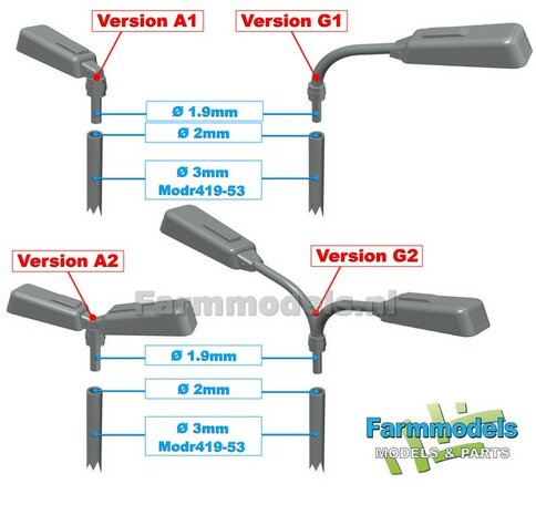 5x DUBBEL VERLICHTINGS ARMATUUR VERSIE G2 Materiaal RESIN BLANK geleverd + 10x Pr&eacute;-Cut Decals 1:32    