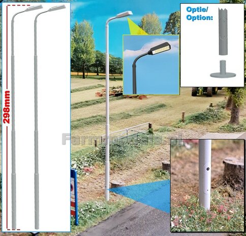 2x LANTAARNPALEN 298mm ENKEL ARMATUUR VERSIE G1 GRIJS RAL 7035 + LED VERLICHTING en INSPECTIELUIK Decals  1:32    