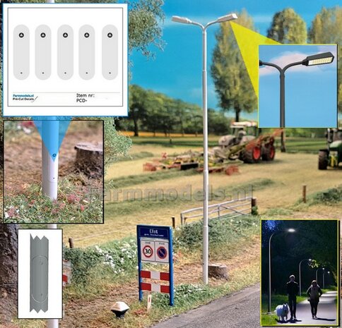 5x INSPECTIE LUIK GRIJS RAL 7035 t.b.v. Lantaarnpalen Pr&eacute;-Cut Decals, past op buis/paal vanaf &Oslash; 3 mm 1:32    