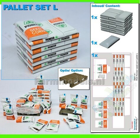 Gestapelde zakken Ma&iuml;szaad: PIONEER CORNSEED SET L = 8 lagen zaadgoed + 1 losse zak + 5x Pr&eacute;-Cut decal-stickers 1:32  
