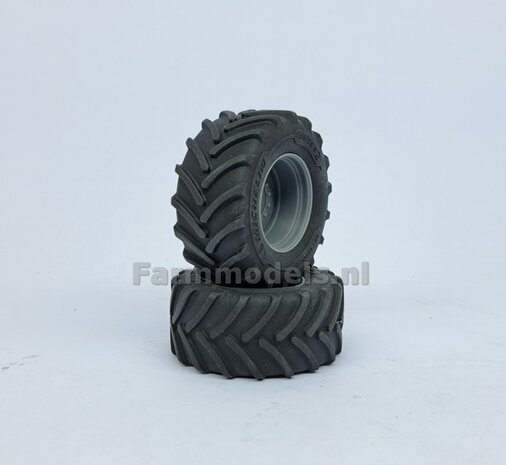 &Oslash; 56.7 x 26.1 mm: FENDT 1052 UH: 2x Michelin Axiobib2 Banden + RESIN Velgen BLANK geleverd 1:32 Farmmodels Premium Line 