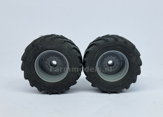 &Oslash; 56.7 x 26.1 mm: FENDT 1052 UH: 2x Michelin Axiobib2 Banden + RESIN Velgen BLANK geleverd 1:32 Farmmodels Premium Line 