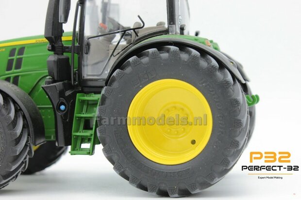 COMBI SET: 2x &Oslash; 51 mm + 2x &Oslash; 68 mm: JD 6250 Wiking Bandenset GEEL incl. 2x eindvertraging vooras 1:32  PERFECT-32  P28 + P29