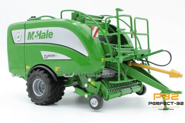 &Oslash; 36.3 mm x &Oslash; 22.7 mm: Mc Hale Bandenset 710/40R22.5  ALU.-Grijs velgen + 2x Groen Naafdoppen   1:32  PERFECT-32 