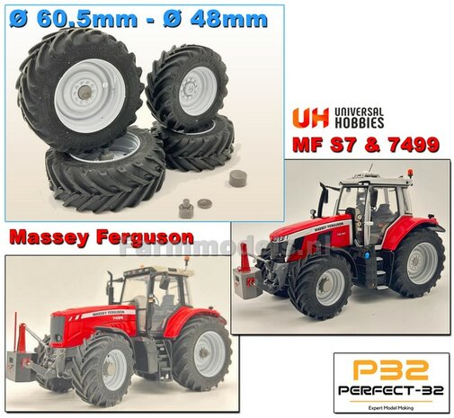 COMBI SET: 2x &Oslash; 48 mm + 2x &Oslash; 60.5 mm: MF 7S &amp; MF 7499 set GRIJS incl. 4x afdekplaat/eindvertraging 1:32  PERFECT-32 P24 + P25