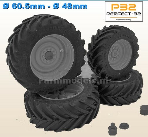 COMBI SET: 2x &Oslash; 48 mm + 2x &Oslash; 60.5 mm: MF 7S &amp; MF 7499 set RESIN BLANK incl. 4x afdekplaat/eindvertraging 1:32  PERFECT-32 P24 + P25