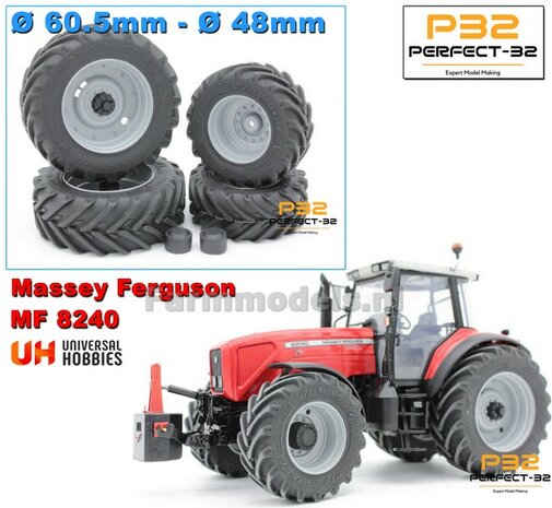 COMBI SET: 2x &Oslash; 48 mm + 2x &Oslash; 60.5 mm: MF 8240 set GRIJS incl. 4x afdekplaat/eindvertraging 1:32  PERFECT-32 P24 + P25