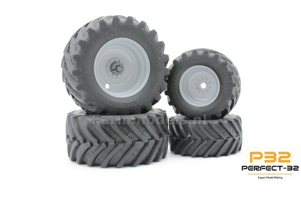 COMBI SET: 2x &Oslash; 51 mm + 2x &Oslash; 68 mm: MF 8S UH Bandenset BLANK incl. 2x eindvertraging vooras 1:32  PERFECT-32  P28 + P29