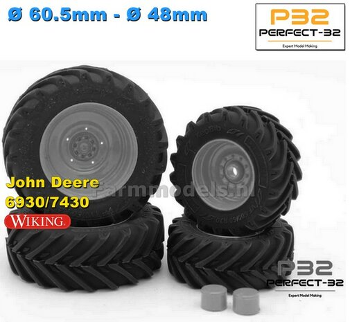 COMBI SET: 2x &Oslash; 48 mm + 2x &Oslash; 60.5 mm: JD 6930/7530 set RESIN BLANK incl. 2x eindvertraging 1:32  PERFECT-32 P24 + P25