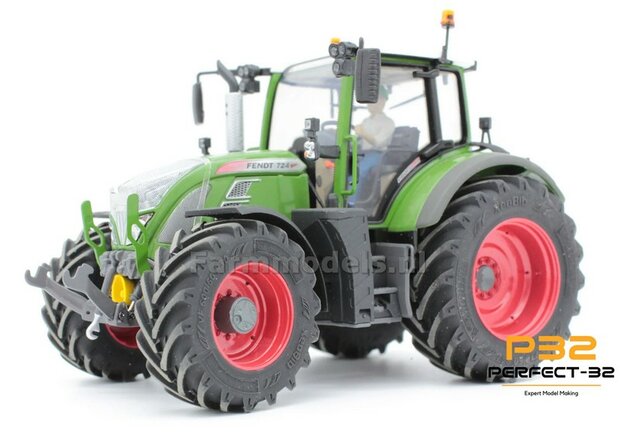 COMBI SET: 2x &Oslash; 48 mm + 2x &Oslash; 60.5 mm: FENDT 724 UH set ROOD gespoten incl. 2x eindvertraging 1:32  PERFECT-32 P24 + P25