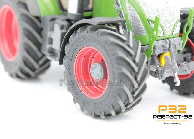 COMBI SET: 2x &Oslash; 48 mm + 2x &Oslash; 60.5 mm: FENDT 724 UH set ROOD gespoten incl. 2x eindvertraging 1:32  PERFECT-32 P24 + P25