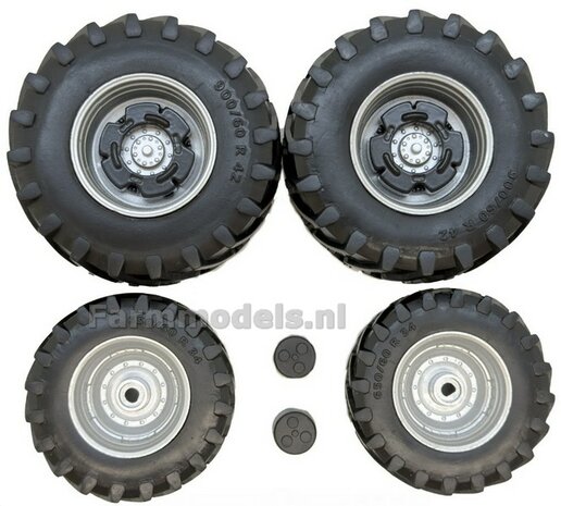 &Oslash; 68.3 x 26.3 mm + &Oslash; 51,8x 21 mm : Trelleborg bandenset &Oslash; 3 mm as incl. eindkapjes, steekassen en wielgewichten  1:32   MM2610