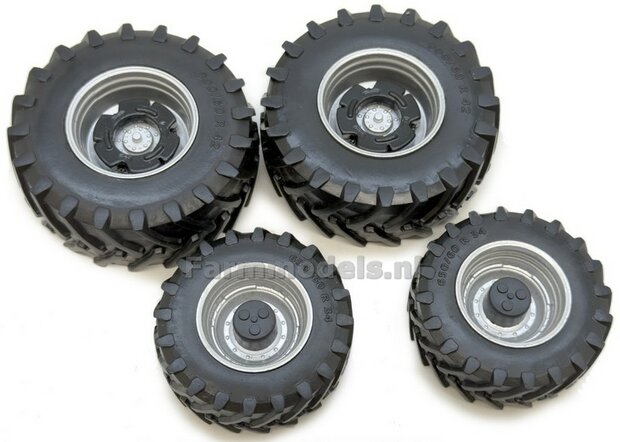 &Oslash; 68.3 x 26.3 mm + &Oslash; 51,8x 21 mm : Trelleborg bandenset &Oslash; 3 mm as incl. eindkapjes, steekassen en wielgewichten  1:32   MM2610