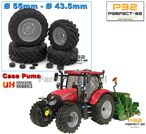 COMBI SET: 2x &Oslash; 43.5 mm + 2x &Oslash; 55 mm: CASE MAXXUM 650 UH set RESIN BLANK incl. 2x eindvertraging 1:32  PERFECT-32 P24 + P25