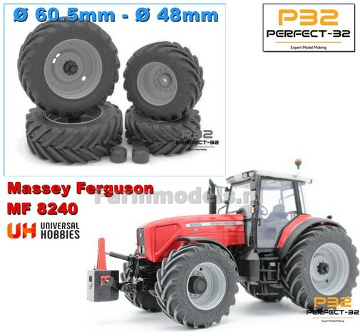 COMBI SET: 2x &Oslash; 48 mm + 2x &Oslash; 60.5 mm: MF 8240 set RESIN BLANK incl. 4x afdekplaat/eindvertraging 1:32  PERFECT-32 P24 + P25