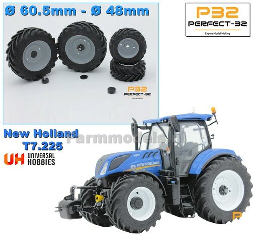 COMBI SET: 2x &Oslash; 48 mm + 2x &Oslash; 60.5 mm:  NH T7.225 set RESIN BLANK incl. 4x afdekplaat/eindvertraging 1:32  PERFECT-32 P24 + P25