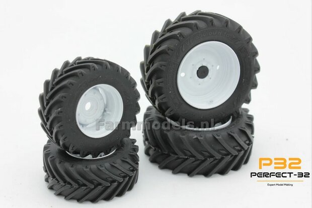 COMBI SET: 2x &Oslash; 43.5 mm + 2x &Oslash; 55 mm: FIAT AGRI F130 ROS set RESIN BLANK incl. 2x eindvertraging 1:32  PERFECT-32 P24 + P25