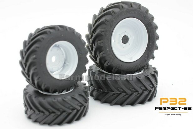 COMBI SET: 2x &Oslash; 43.5 mm + 2x &Oslash; 55 mm: FIAT AGRI F130 ROS set RESIN BLANK incl. 2x eindvertraging 1:32  PERFECT-32 P24 + P25