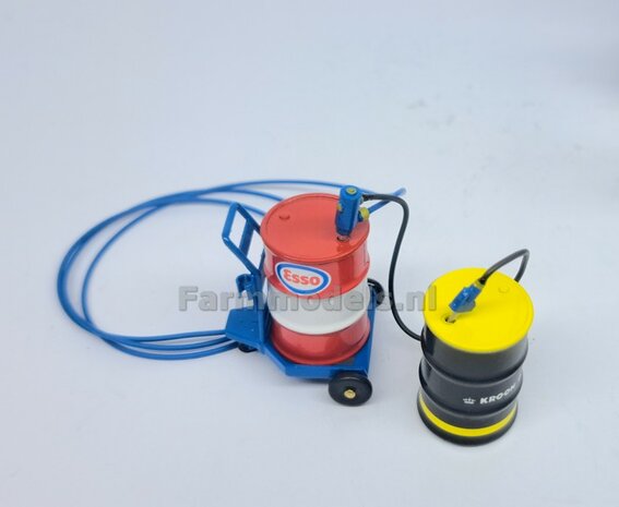 2x Zetor OLIEDRUMS + 3x losse doppen OLIEDRUMS Resin WIT GLANS gespoten geleverd + Zetor Pr&eacute;-Cut Decal stickersets 1:32