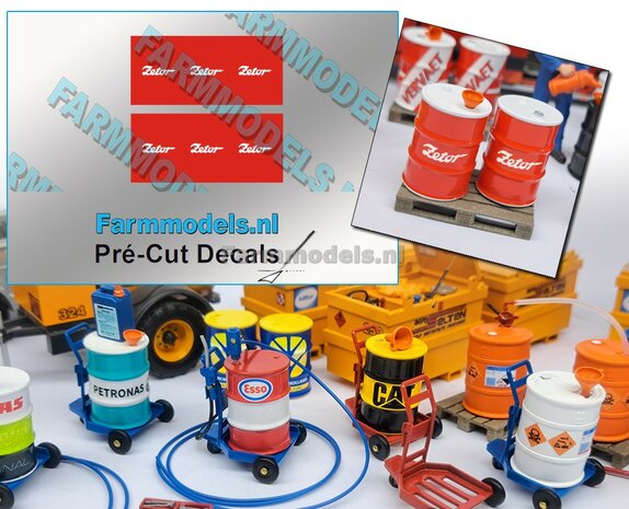 2x ZETOR OLIEDRUMS Pr&eacute;-Cut Decal stickersets 1:32