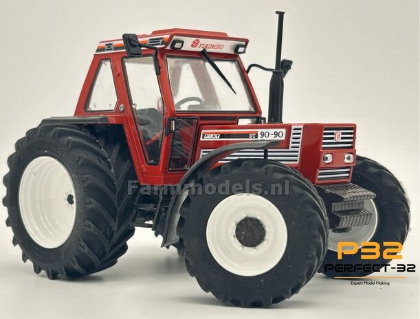 COMBI SET: 2x &Oslash; 43.5 mm + 2x &Oslash; 55 mm: FIAT 110-90 ROS set WIT gespoten incl. 2x afdekplaatjes 1:32  PERFECT-32 P24 + P25