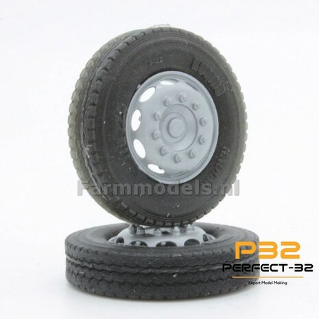 2x &Oslash; 33.8 x 7.8 mm: SMALL SUPER SINGLE 11R22.5  RESIN BLANK  1:32   PERFECT-32 P10