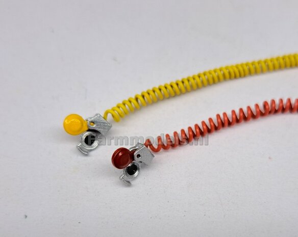 4x WABCO LUCHTKOPPELING + STOFKLEP, echt beweeg- &amp; koppelbaar Mat: Resin, ALUMINIUM + GEEL Geleverd, geschikt voor &Oslash; 0.5mm luchtleidingen 1:32