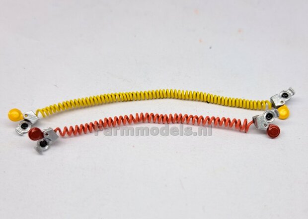 4x WABCO LUCHTKOPPELING + STOFKLEP, echt beweeg- &amp; koppelbaar Mat: Resin, ALUMINIUM + ROOD Geleverd, geschikt voor &Oslash; 0.5mm luchtleidingen 1:32