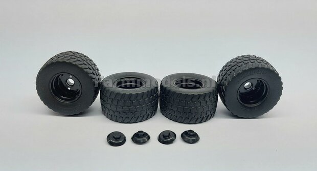 4x Michelin Cargo XBib banden + Zwarte velgen + afdekkapjes , &Oslash; 42.7 mm, 1:32  AT3200107