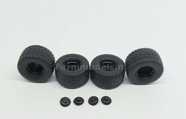 4x Michelin Cargo XBib banden + Zwarte velgen + afdekkapjes , &Oslash; 42.7 mm, 1:32  AT3200107