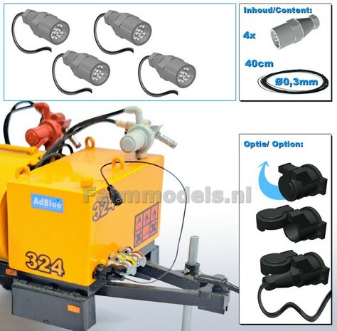 4x 13-Polige STEKKER + VERLICHTINGSKABEL  &Oslash; 0.3 mm Materiaal RESIN, BLANK Geleverd + &Oslash; 0.3 mm kabel  1:32 