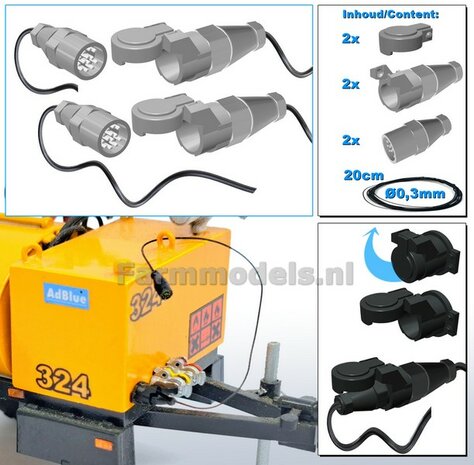 2x 13-Polige STEKKER + 2x  CONTRASTEKKER + 2x STOFKAPJE + VERLICHTINGSKABEL  &Oslash; 0.3 mm Materiaal RESIN, BLANK Geleverd + &Oslash; 0.3 mm kabel  1:32 