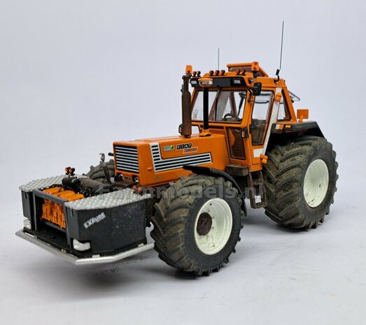 &Oslash; 58.5 mm: FIAT 1580/ 160-90 van ROS: 2x ACHTERAS Banden met RESIN 8 GAATS-Velgen NH/ FIAT WIT gespoten geleverd  1:32   Farmmodels Custom Line Series  