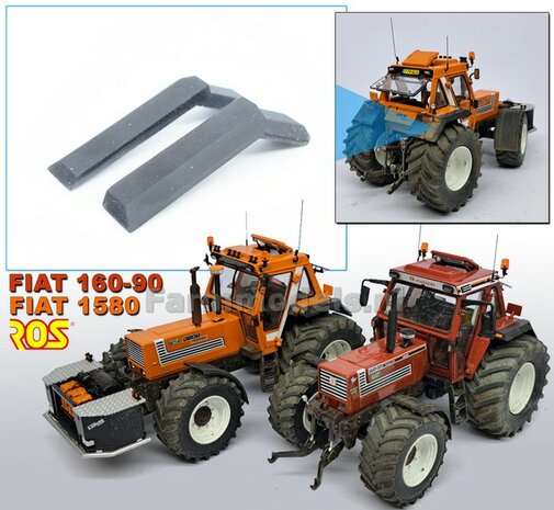 2x ACHTERAS SPATBORDEN 7.7mm breed t.b.v. FIAT 1580/ 160-90 van ROS:    Materiaal RESIN BLANK geleverd  1:32  