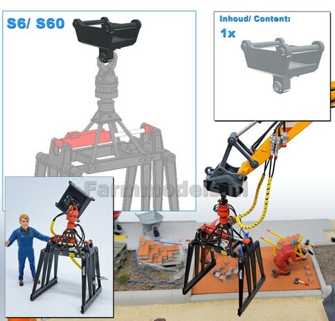 KOPPELSTUK SNELWISSEL aan S6/S60 snelwisselkoppeling geschikt voor Koppellen JKB Stenenklem 3D Geprint Materiaal RESIN  BLANK Geleverd 1:32                      