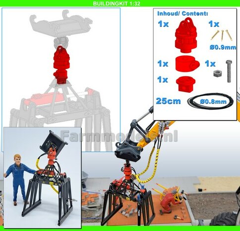 BOUWKIT:  ASROTATOR o.a. voor JKB SGK STENENKLEM Universeel   Materiaal: Resin ROOD gespoten geleverd 1:32 