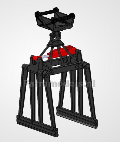 BOUWKIT: JKB SGK STENENKLEM Universeel, beweeg- &amp; uitschuifbaar, ZONDER KOPPELSTUK/ ASROTATOR Materiaal: Resin ZWART &amp; ROOD gespoten 1:32 