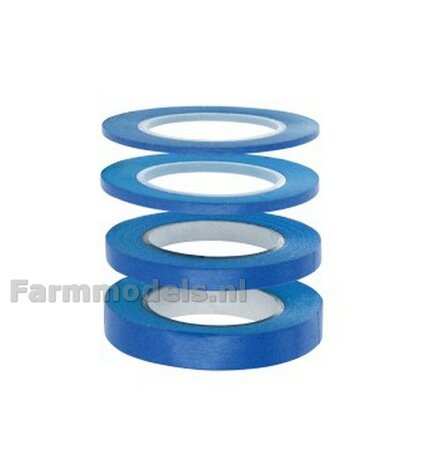 Afplak tape set BLAUW 2 -3 &amp; 6mm breed Hobbytime Tools HT1602