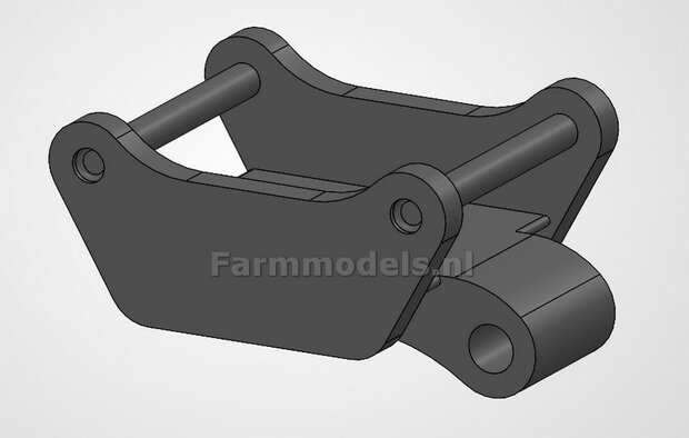 KOPPELSTUK SNELWISSEL aan S6/S60 snelwisselkoppeling geschikt voor Koppellen PLADDET bietengrijper 3D Geprint Mat: Resin ZWART gespoten 1:32                      
